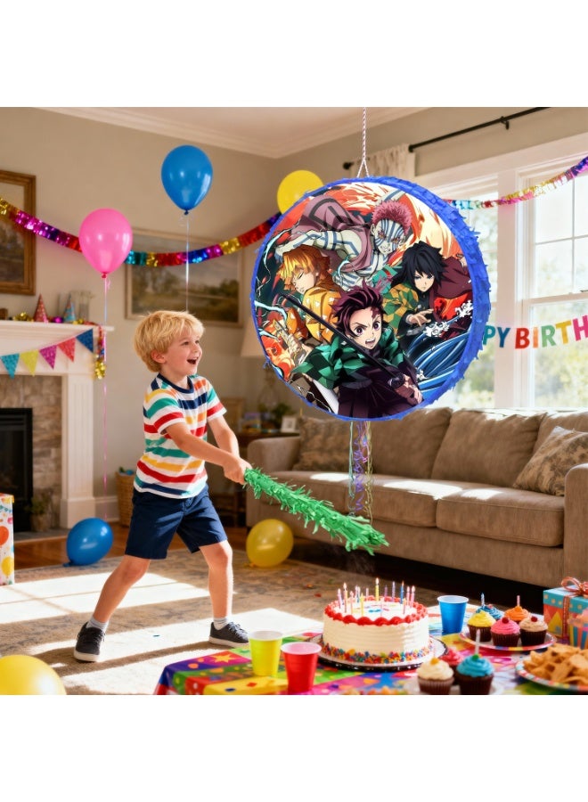 FRUITFUL PARTY Demon Slayer Round Pinata, Demon Slayer Party Pinata Bundle - Large Anime Character Pinata, Japanese Theme Party Game Decorations Party Stick etc Demon Slayer Pinata Birthday Party Decoration Supplies - Image 5